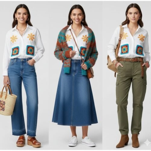 Floral Crochet Pocket Shirt